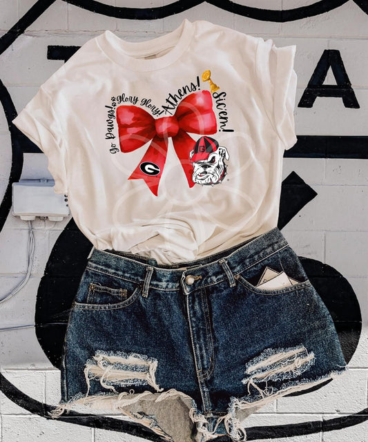 ‘UGA’ Red Bow Completed Tee