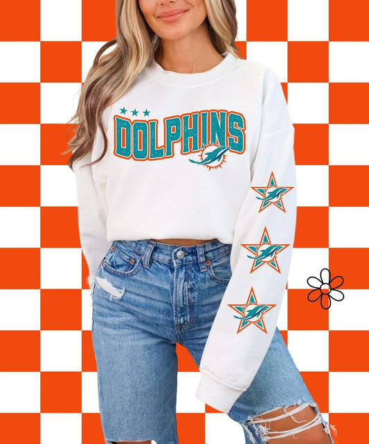 ‘Dolphins’ Star Sleeves ⭐️ Completed Tee