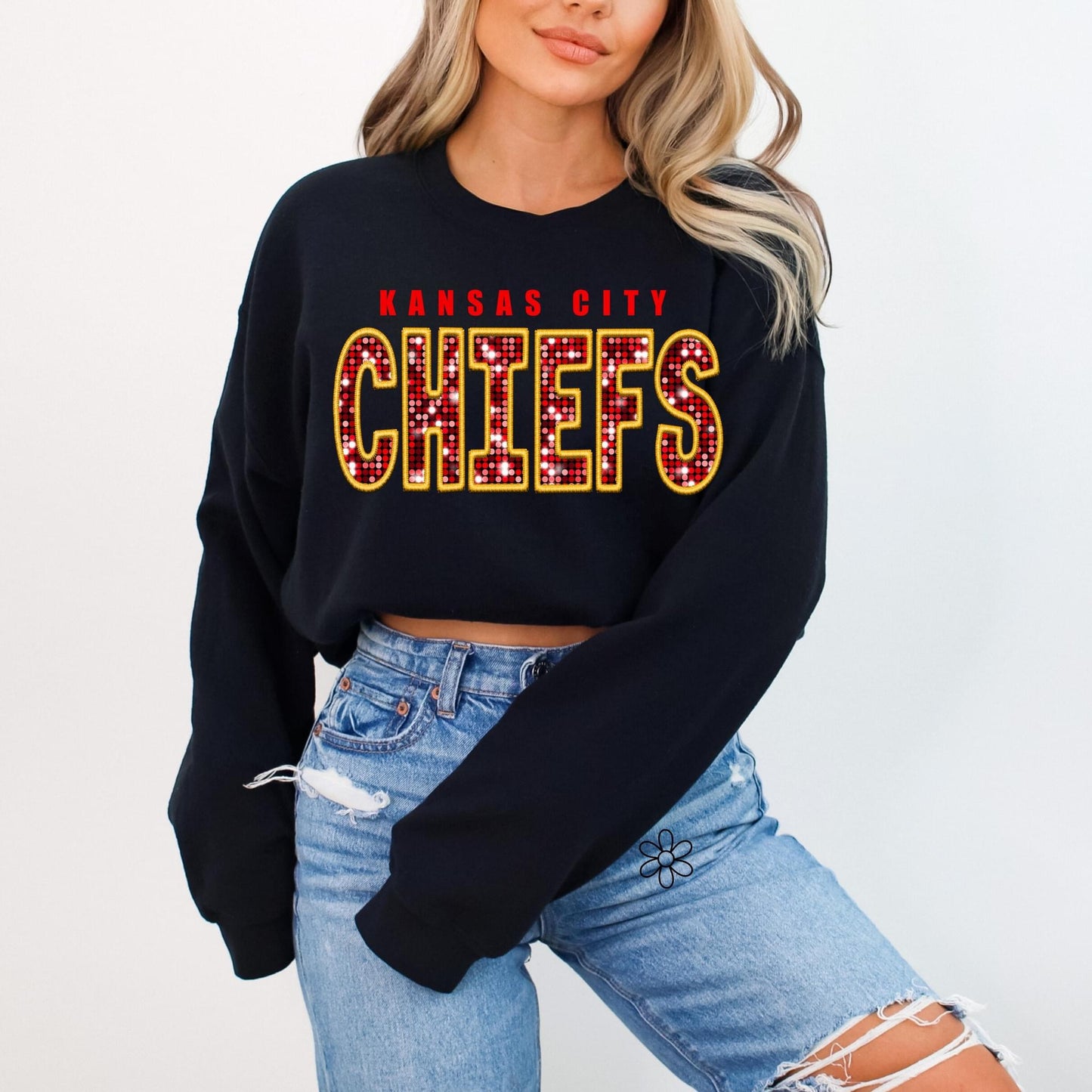 Faux Glitter Kansas City Chiefs Completed Tee