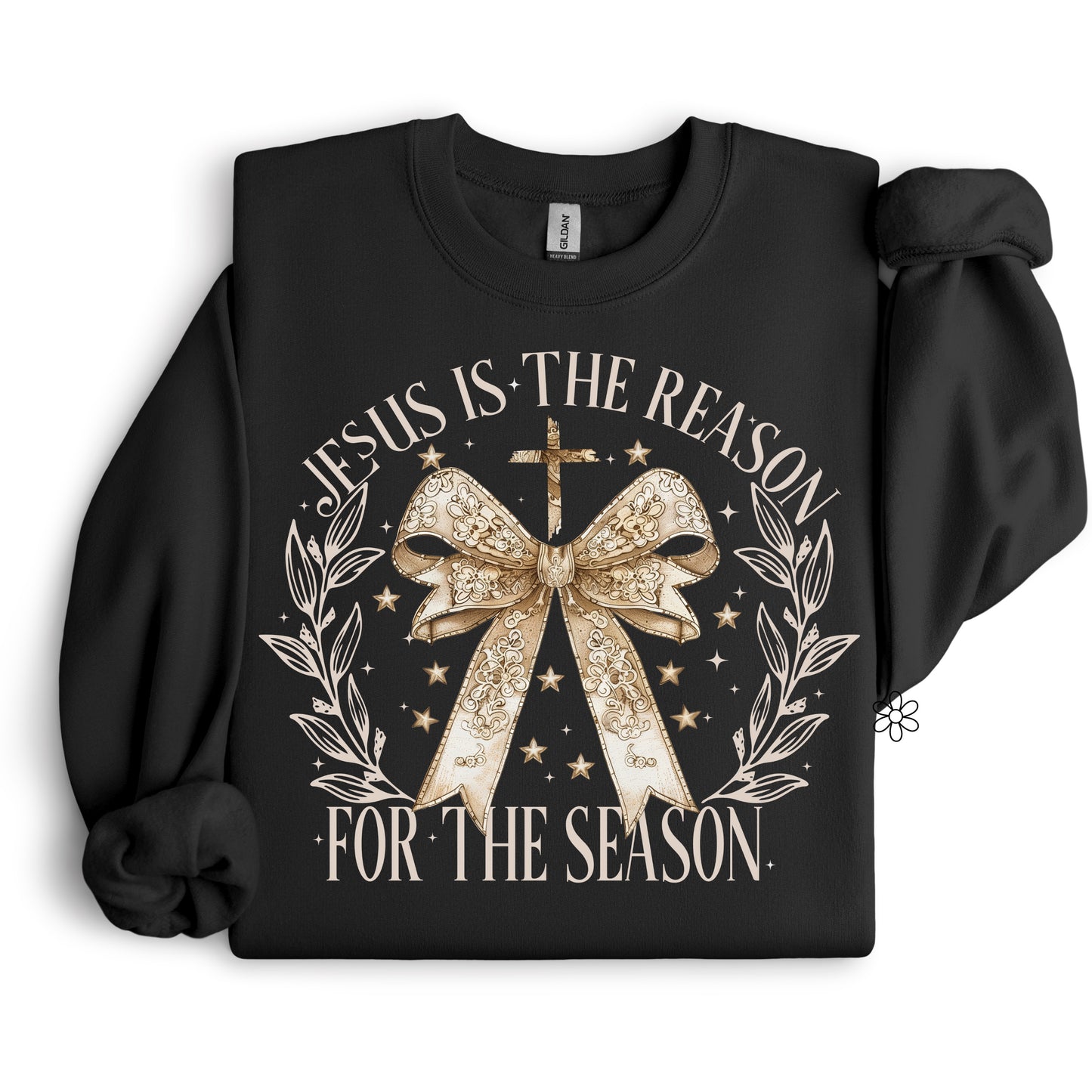 Jesus Is The Reason Gold Bow Completed Tee