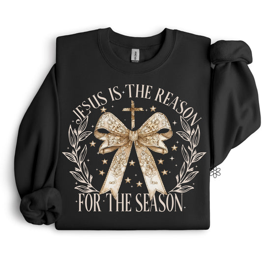 Jesus Is The Reason Gold Bow Completed Tee