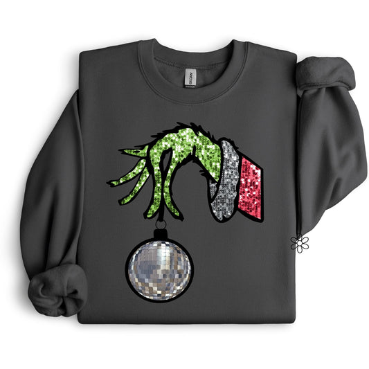 Grinch Hand Disco Ball Completed Tee