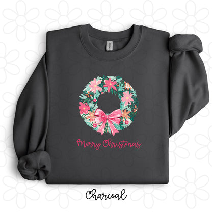 Preppy Wreath Merry Christmas Completed Tee