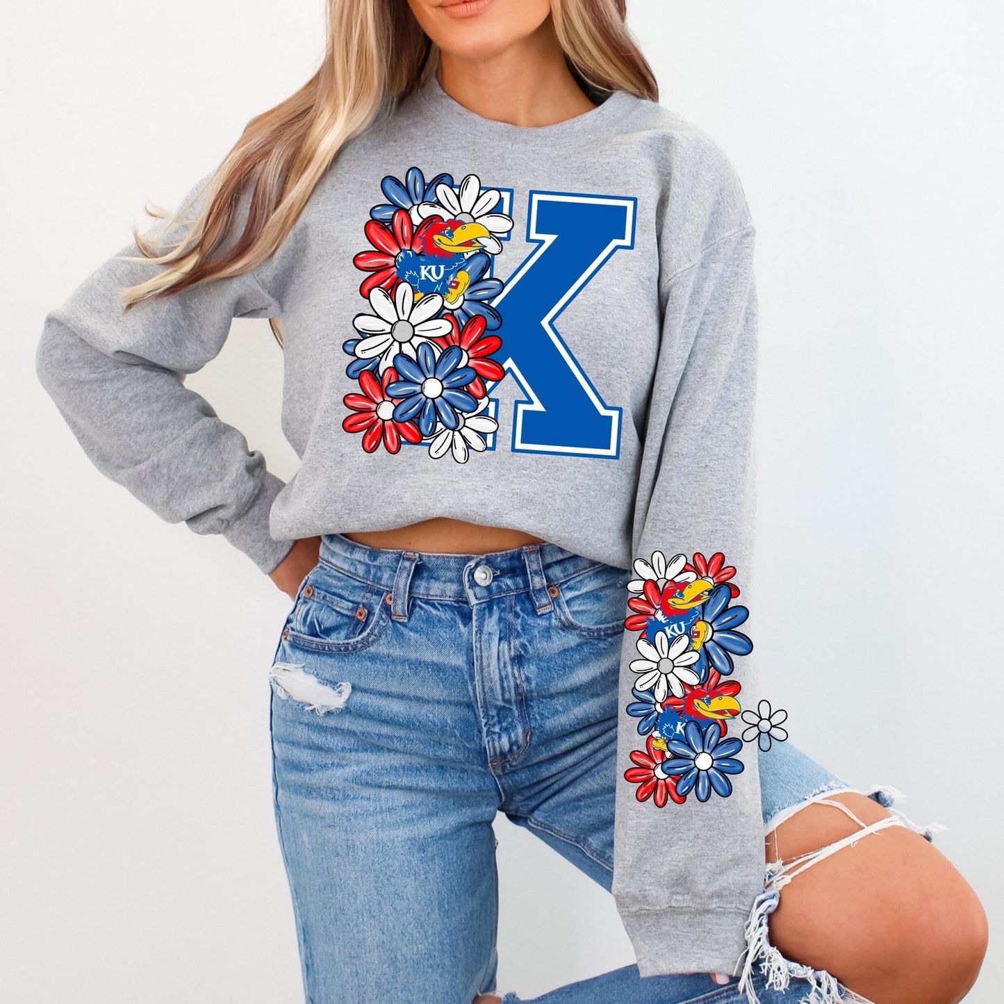 Kansas KU Floral  DTF Transfer Only