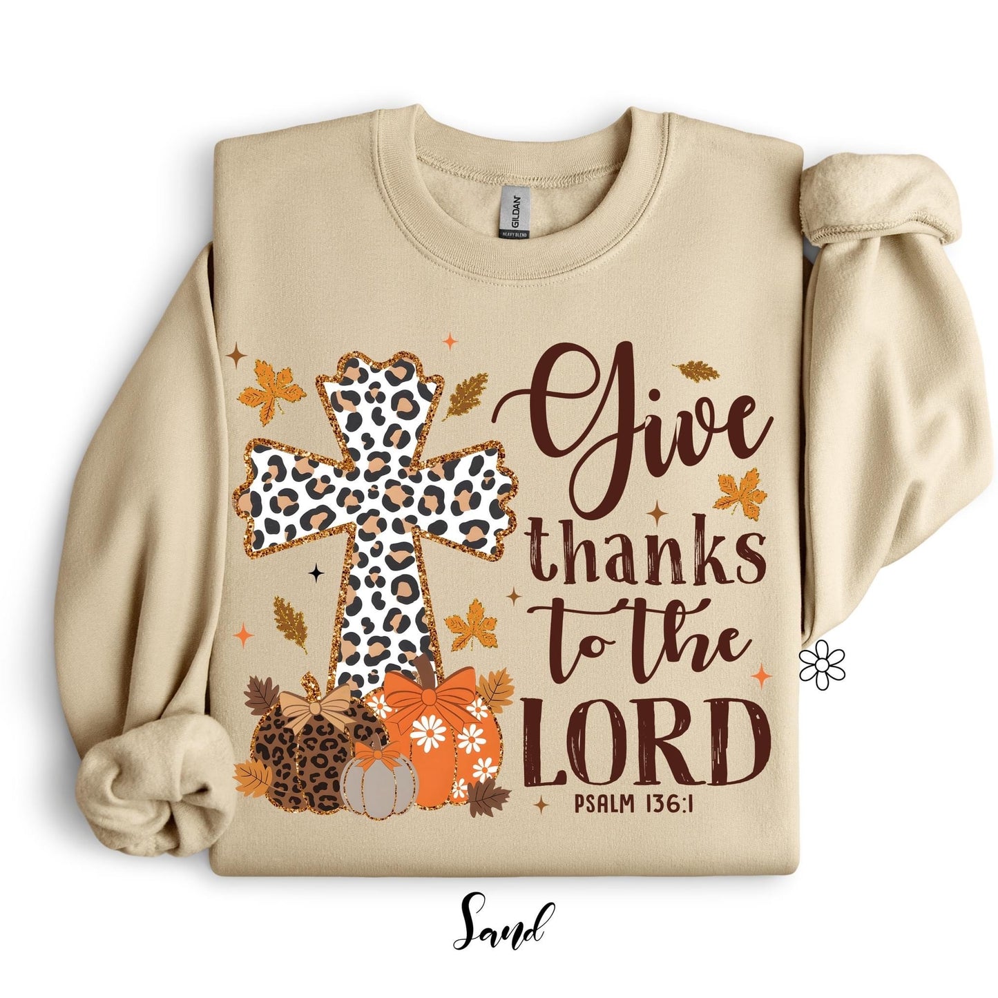 Give Thanks To The Lord Leopard Cross Completed Tee