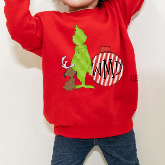 Grinch Character Monogram Kids Completed Tee