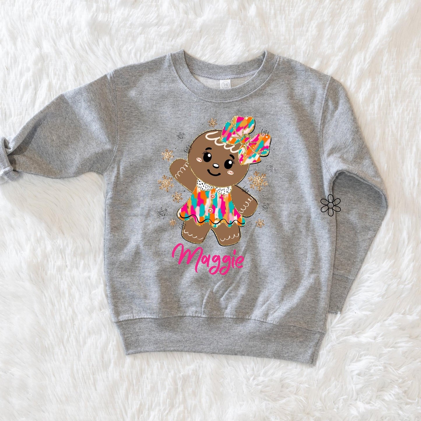 Custom Name Girl Gingerbread Kids Completed Tee