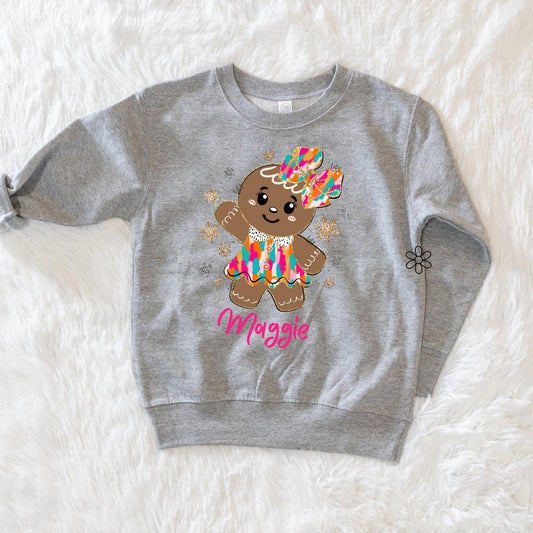 Custom Name Girl Gingerbread Kids DTF Transfer