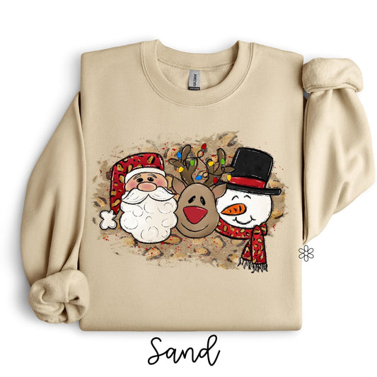 Santa Rudolph Snowman Trio Kids Completed Tee