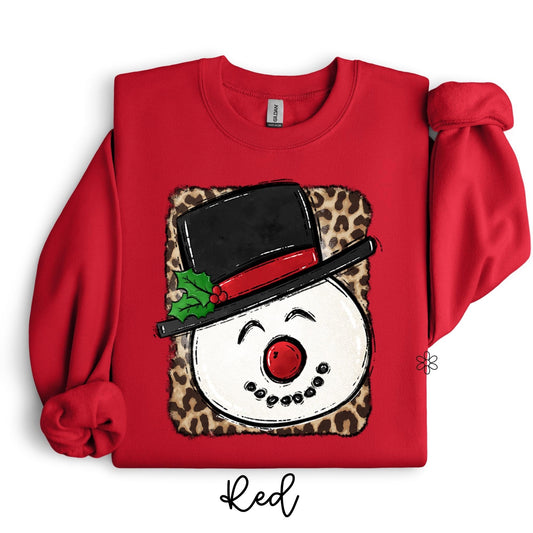 Snowman On Leopard Kids Completed Tee