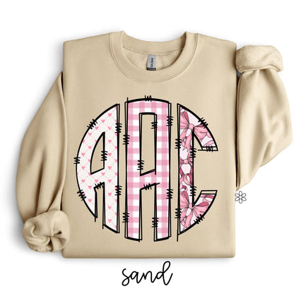 Custom Pink Coquette Monogram Completed Tee