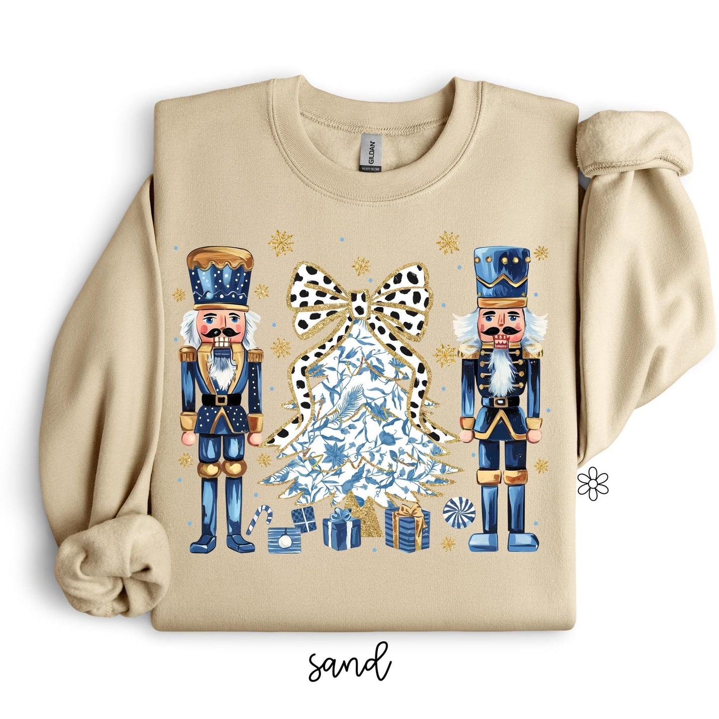 Blue Floral Tree Nutcracker DTF Transfer