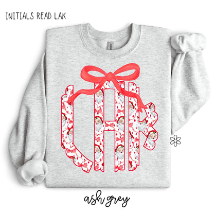 Red Santa Monogram Kids Completed Tee