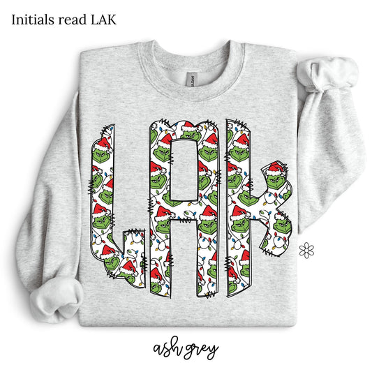 Grinch Custom Monogram DTF Transfer