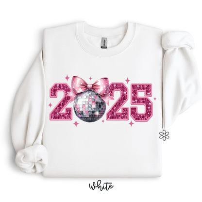 Pink Glitter 2025 Disco Ball Kids Completed Tee