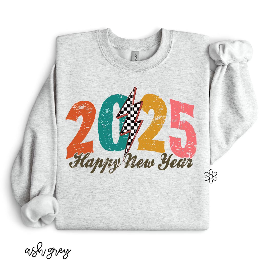 Retro 2025 Happy New Year Completed Tee