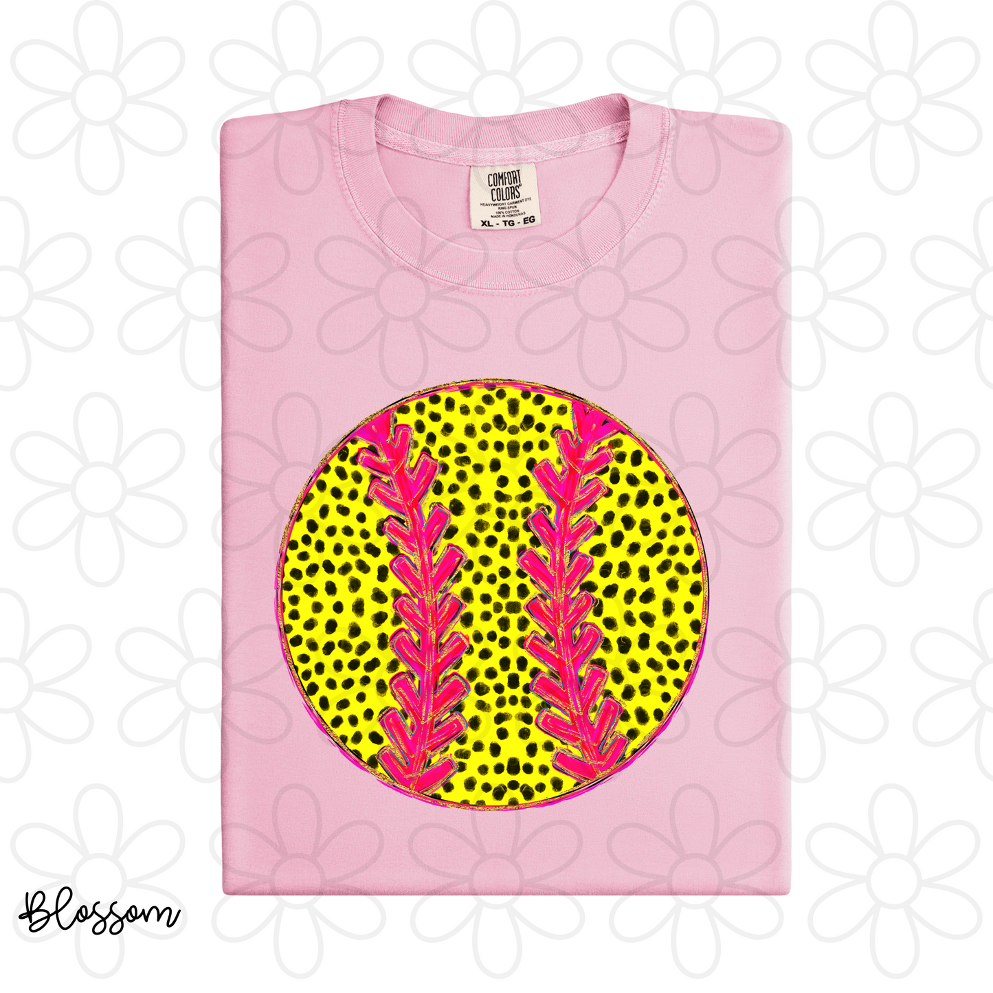 Dalmatian Gold Glitter Softball Completed Tee