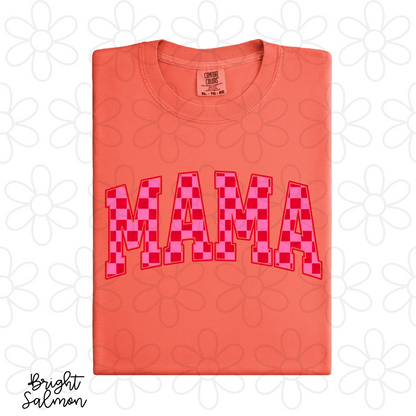 Pink and Red Check Mama Completed Tee