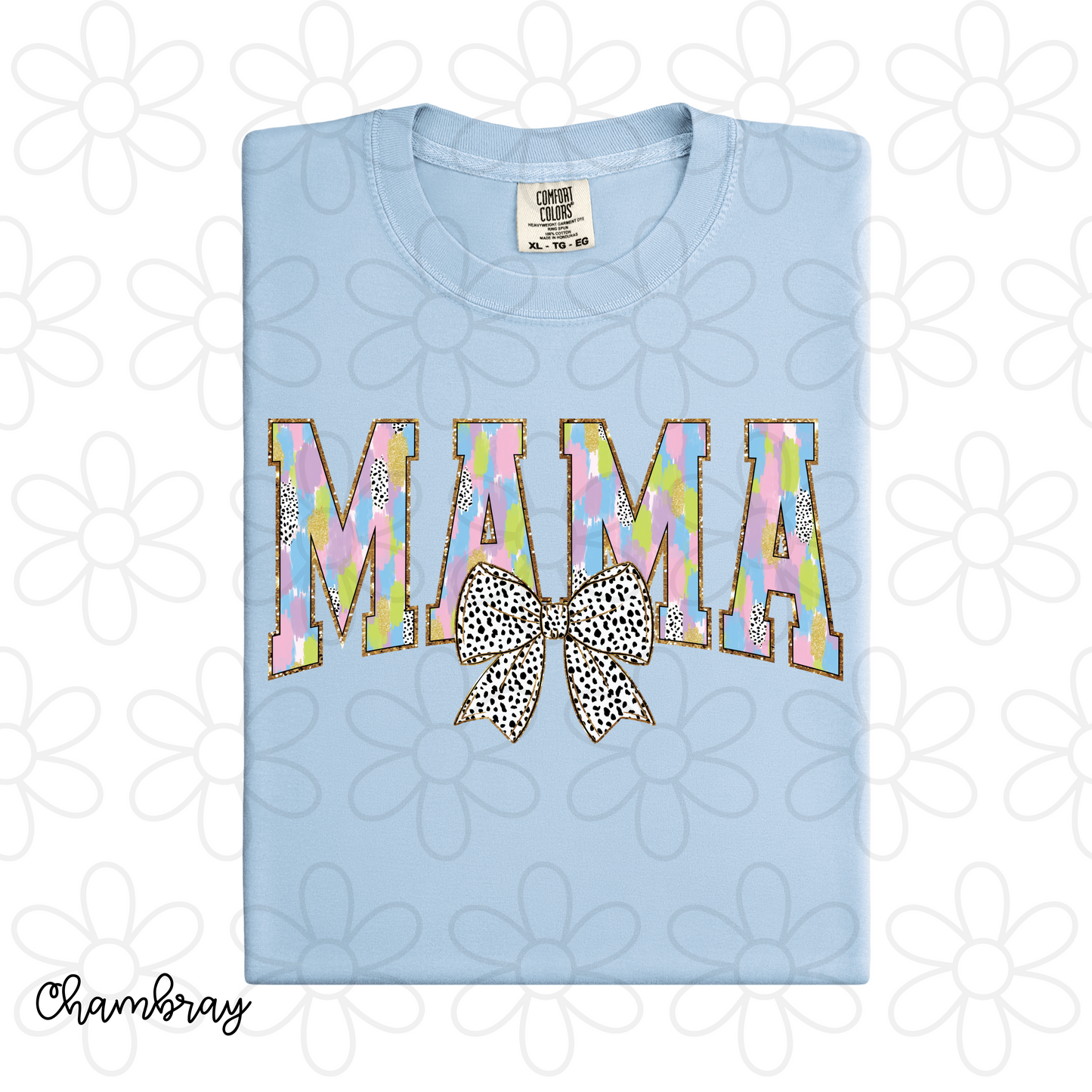 Brushstroke Gold Glitter Mama DTF Transfer