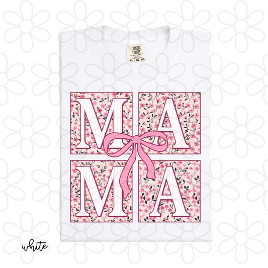 Vintage Pink Floral Bow Mama DTF Transfer