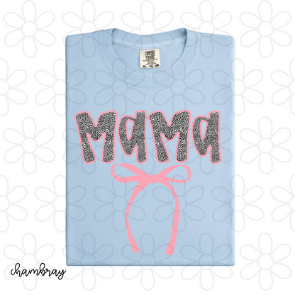 Floral Pink Bow Mama Completed Tee