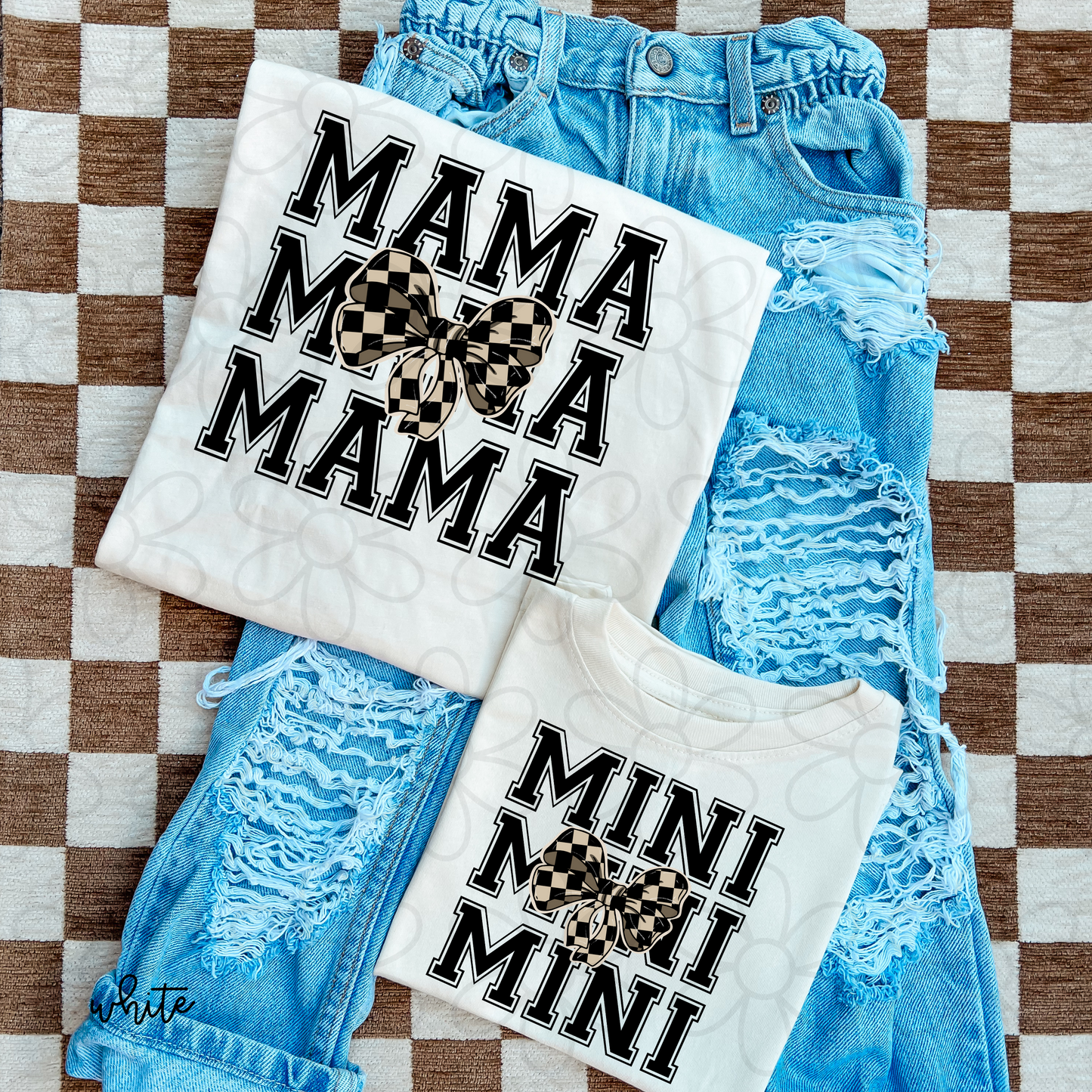 Checkered Bow Mama DTF Transfer