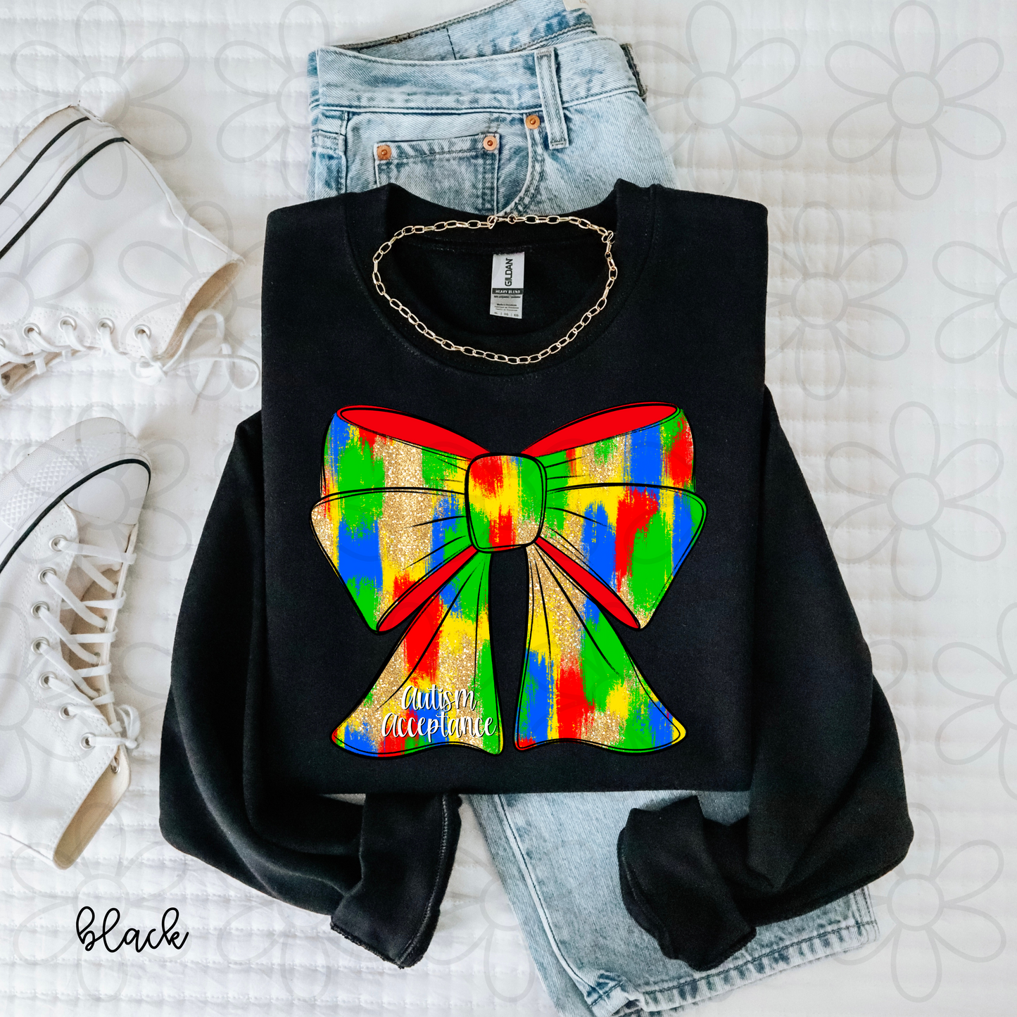 Autism Acceptance Coquette Bow Completed Tee