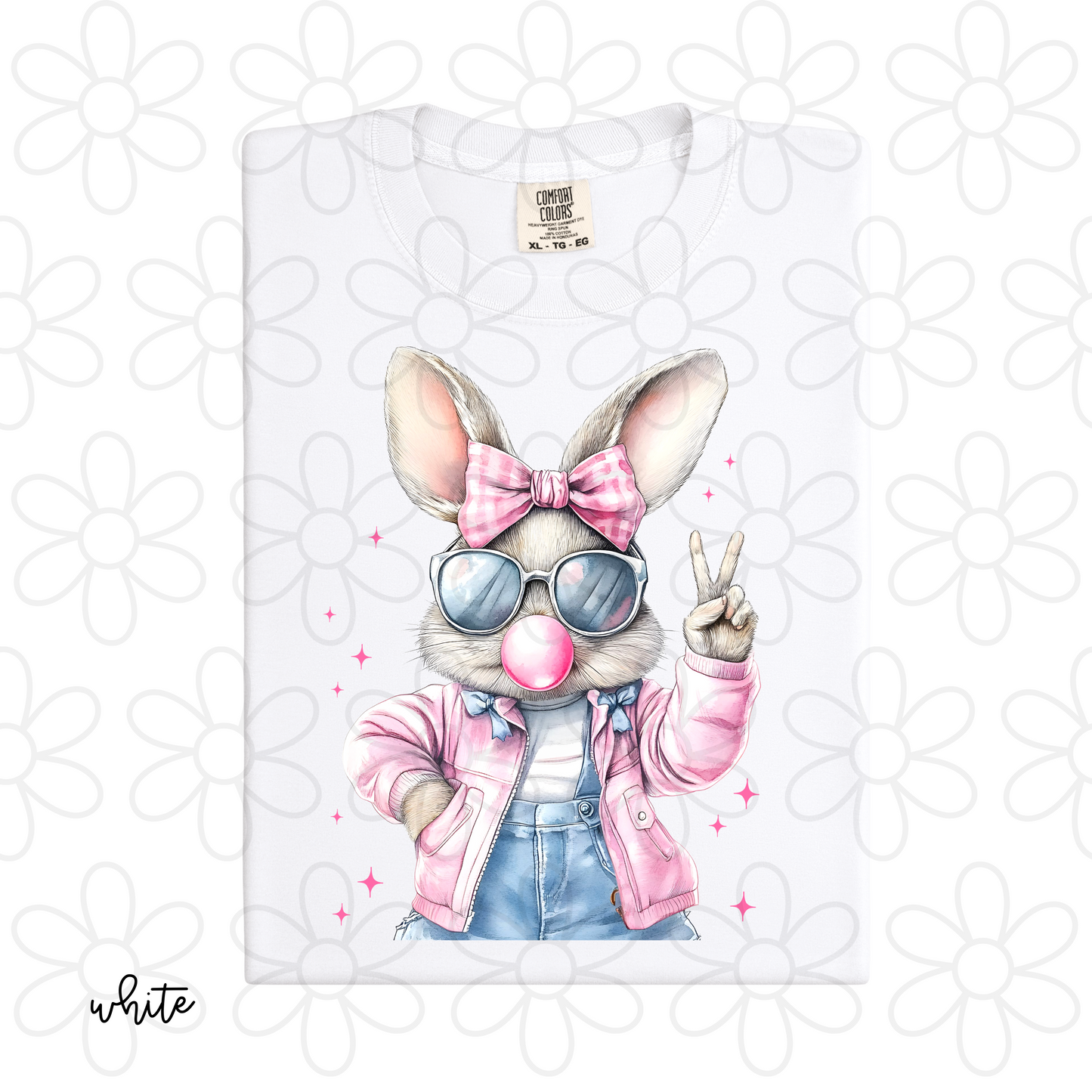 Retro Bunny Blowing Bubbles Kids Completed Tee