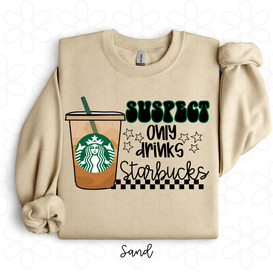 Suspect Only Drinks Starbies Completed Tee