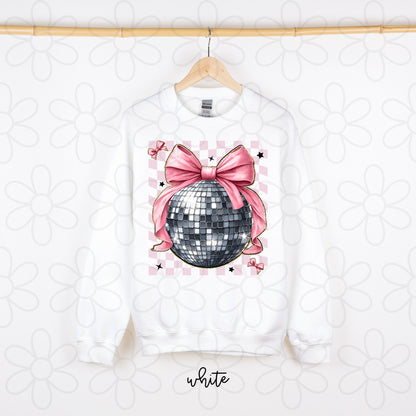 Disco Ball Coquette Bow Kids Completed Tee