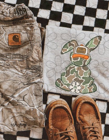 Camo Egg Hunter Bunny Kids Completed Tee