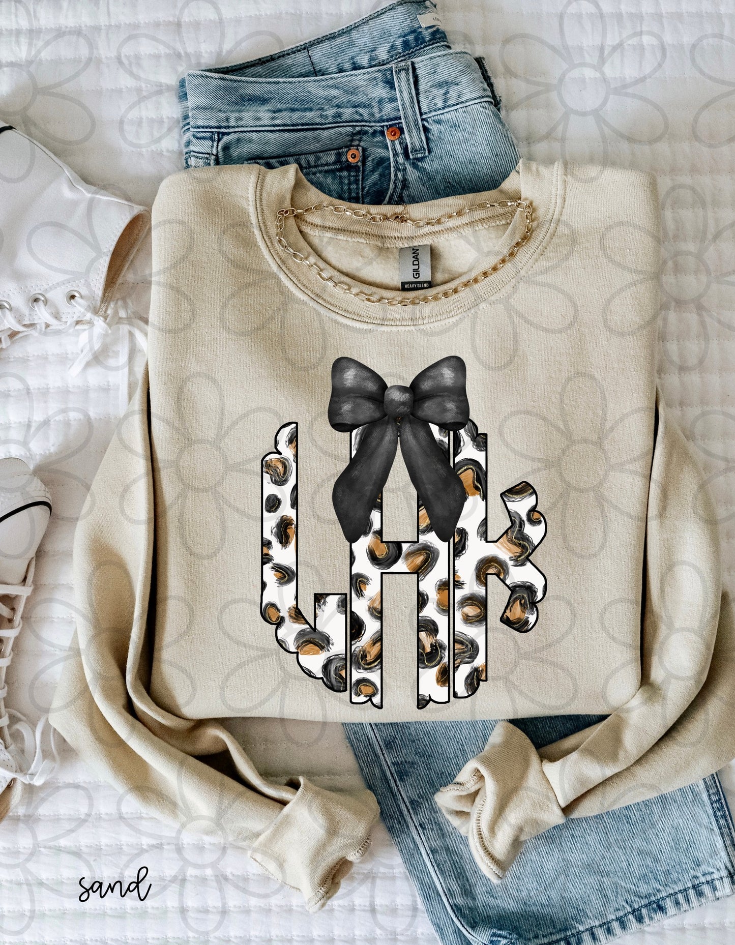 Leopard Monogram With Black Bow DTF Transfer