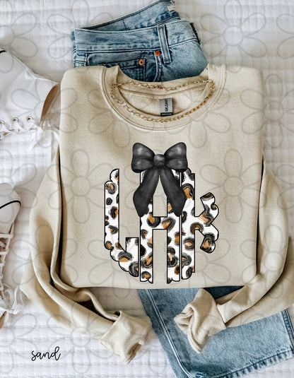 Leopard Monogram With Black Bow Completed Tee