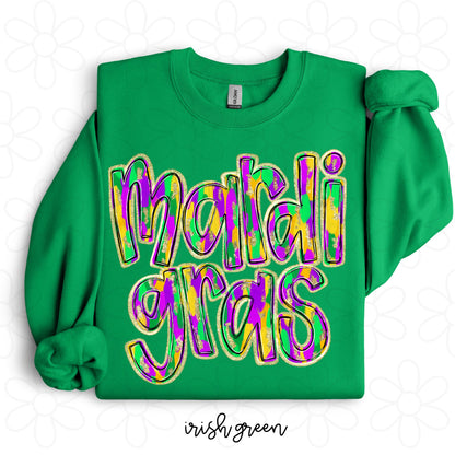 Brushstroke Mardi Gras Completed Tee