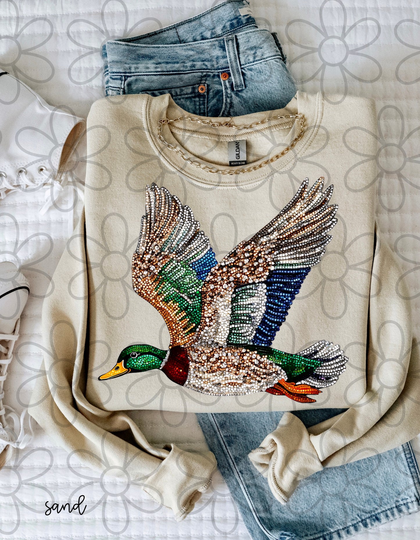 Faux Rhinestone Duck Completed Tee