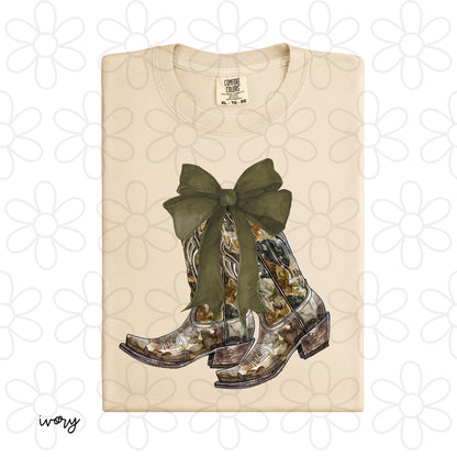 Camo Coquette Boots Kids Completed Tee