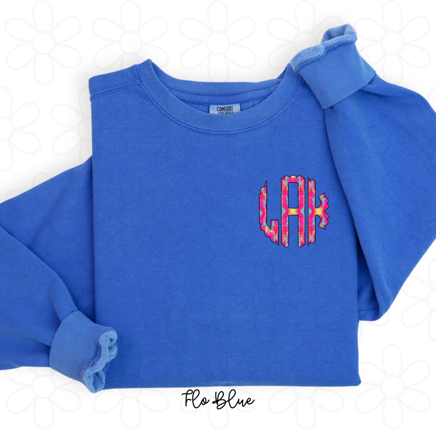 Pink Gold Blue Leopard Monogram Completed Tee