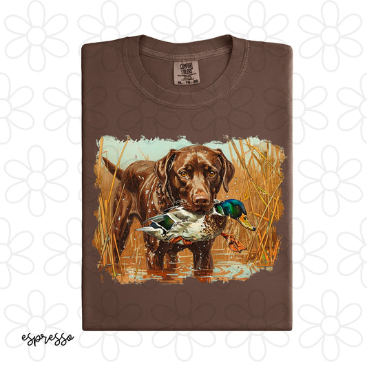 Dog Duck Hunt Completed Tee