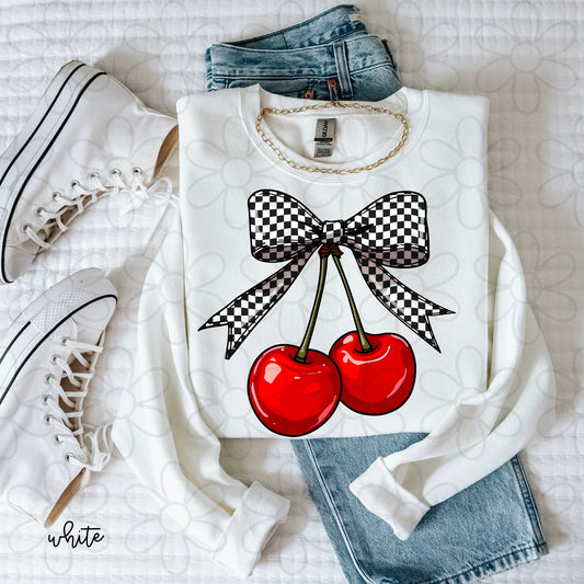 Checkered Bow Cherries Completed Tee