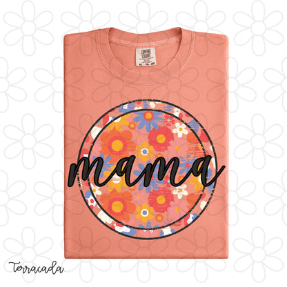 Custom Retro Floral Circle Kids Completed Tee