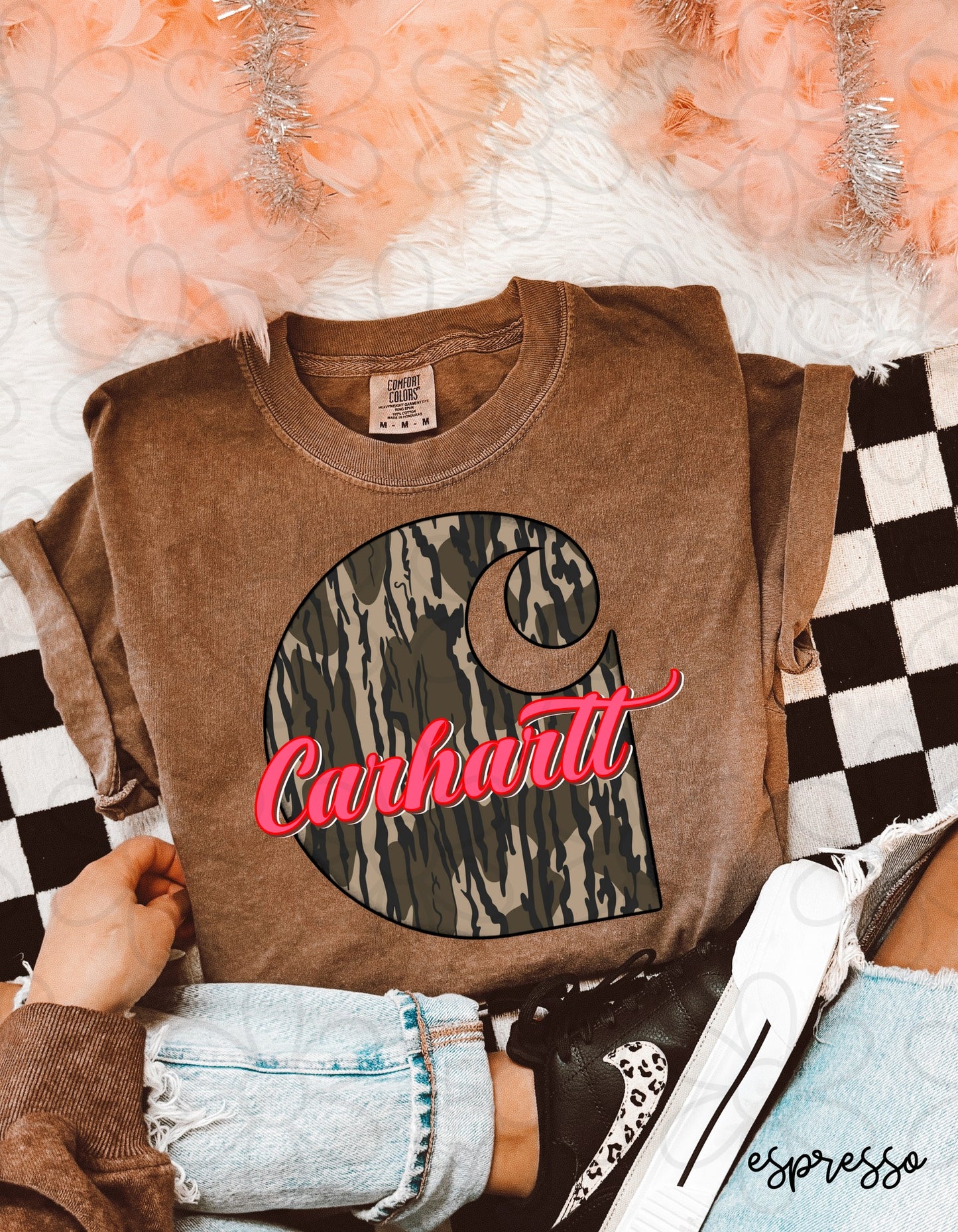 Camo Pink Carhartt DTF Transfer