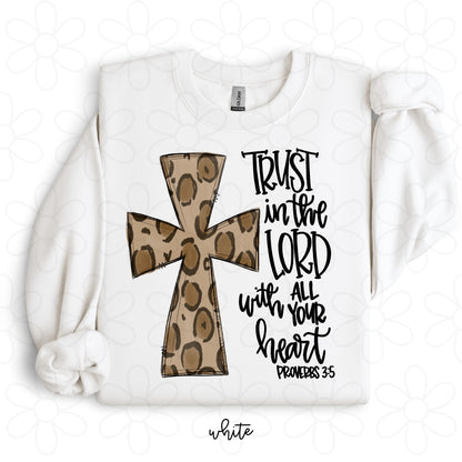 Proverbs 3:5 Leopard Cross Completed Tee