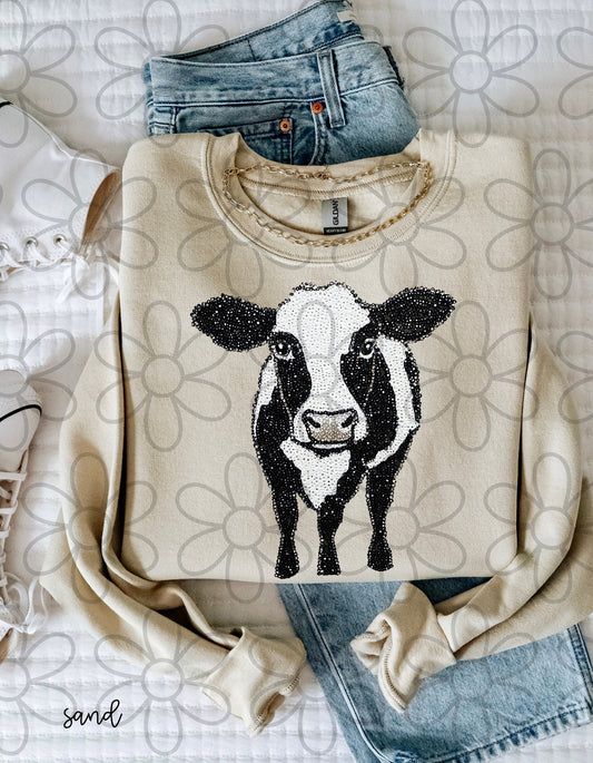 Faux Rhinestone Cow Kids Completed Tee