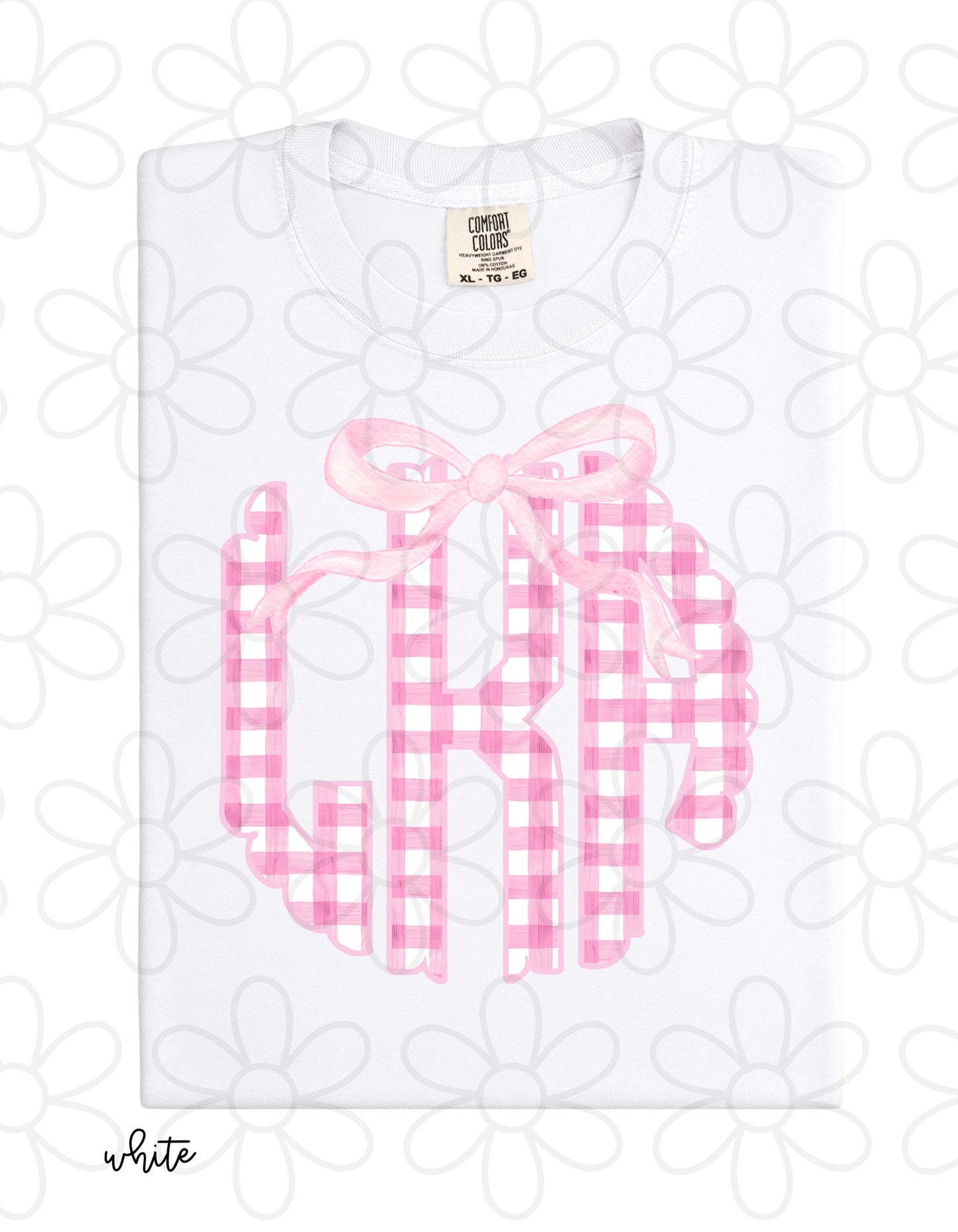 Pink Gingham Bow Monogram DTF Transfer