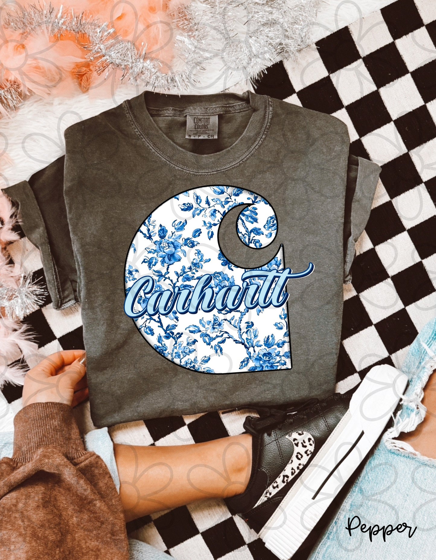 Blue Floral Carhartt Kids Completed Tee