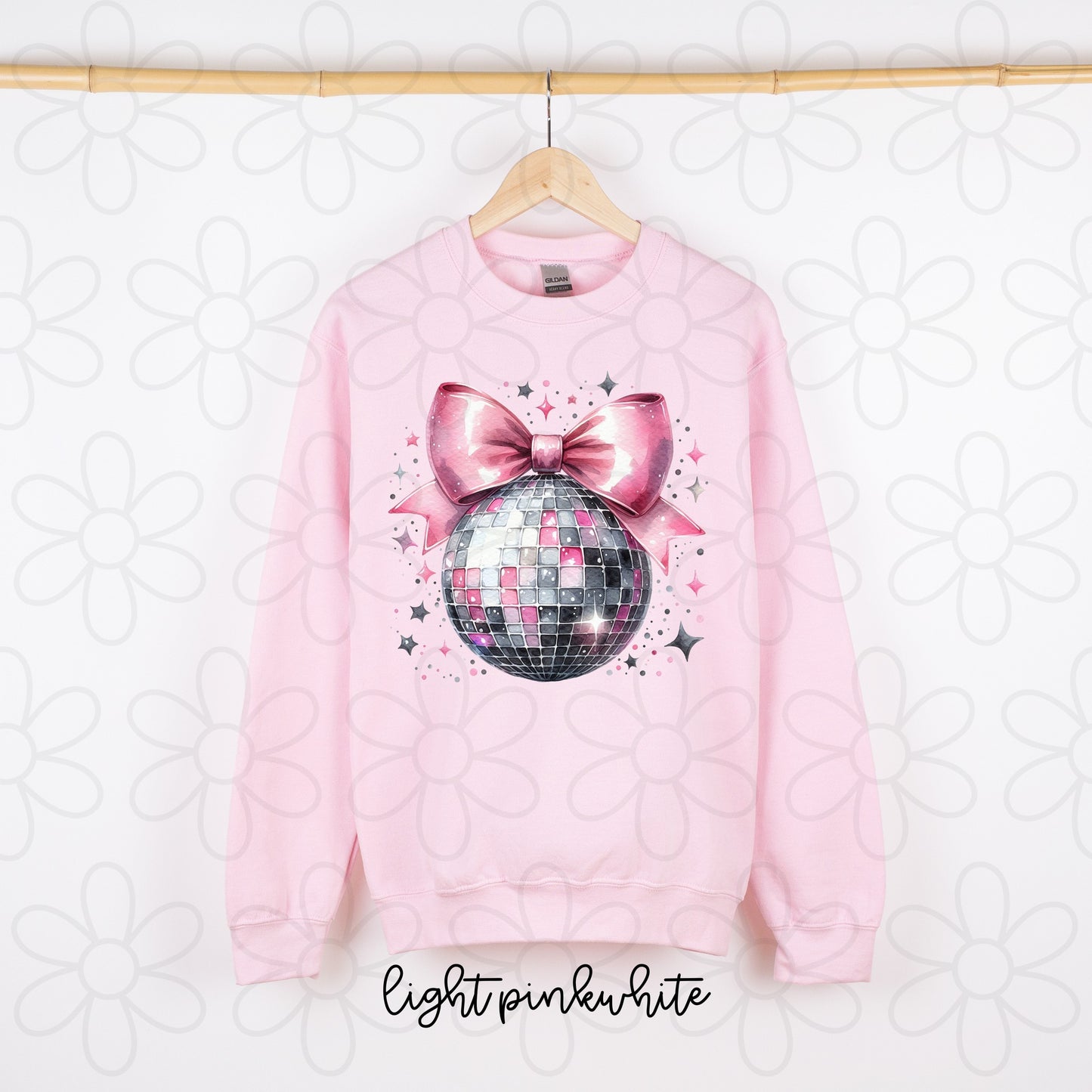 Disco Ball Pink Bow Kids Completed Tee