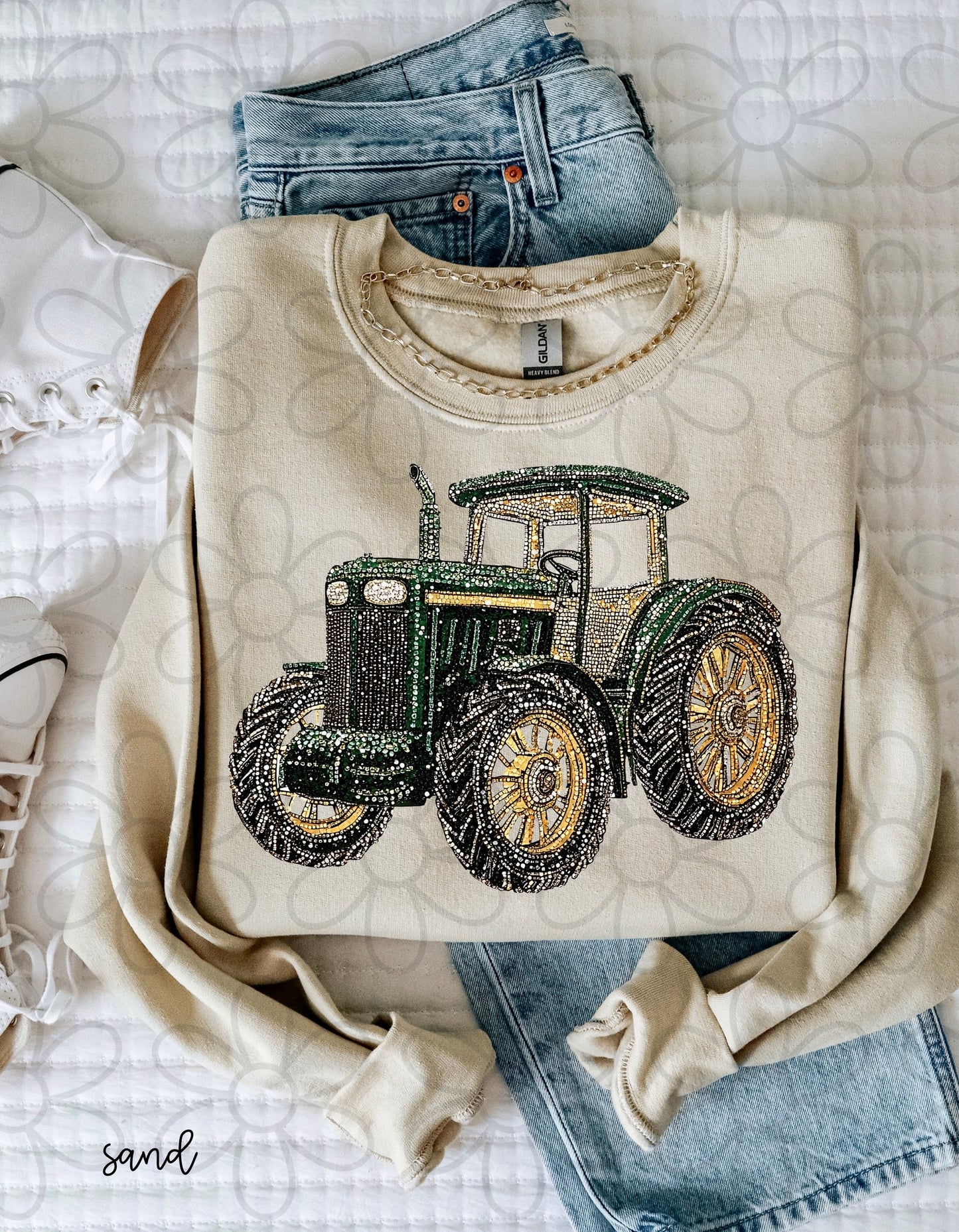 Faux Rhinestone Tractor DTF Transfer