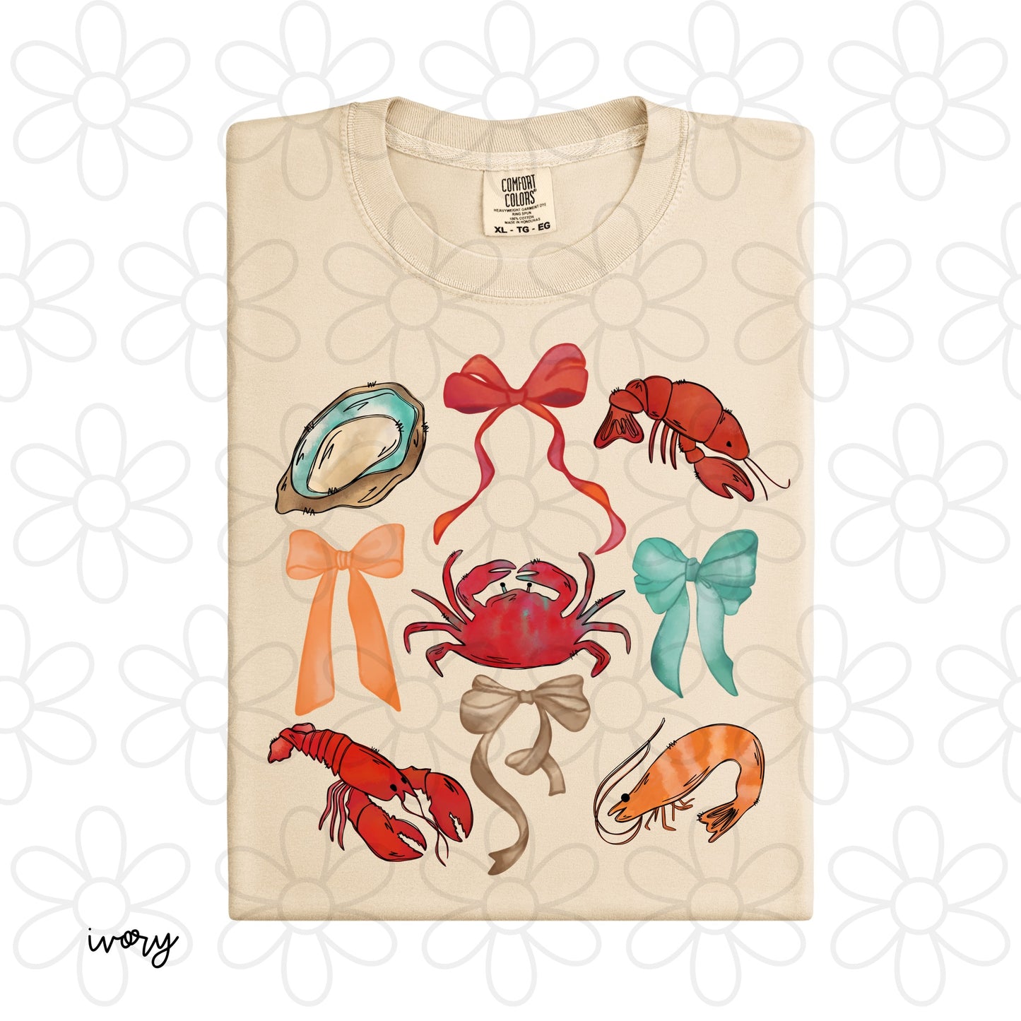 Seafood Bow Coquette Kids Completed Tee