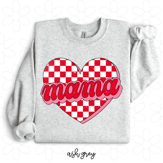 Distressed Red Check Mama Heart DTF Transfer