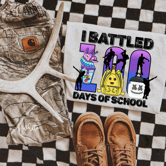 I Battled 100 Days Of School DTF Transfer